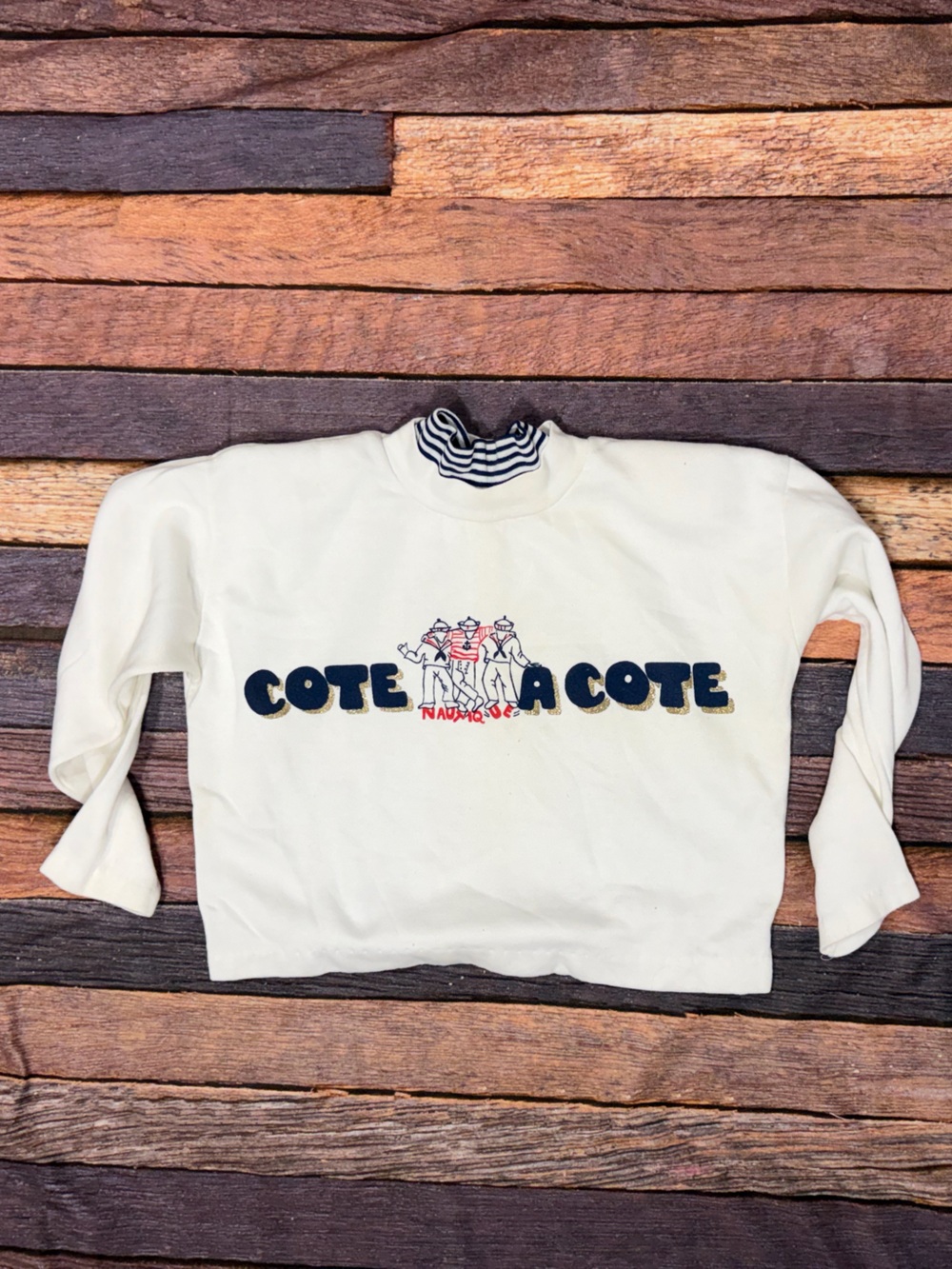 Vintage Cote A Cote Crop Sweatshirt Women's Shoulder Pads Pullover